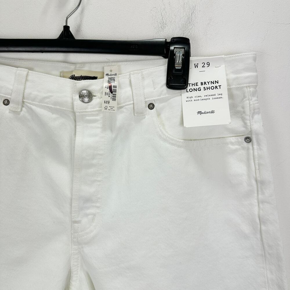Madewell The Brynn Long Short Pure Low Slung Rigid Denim White Relaxed US 29 NWT - Picture 8 of 13
